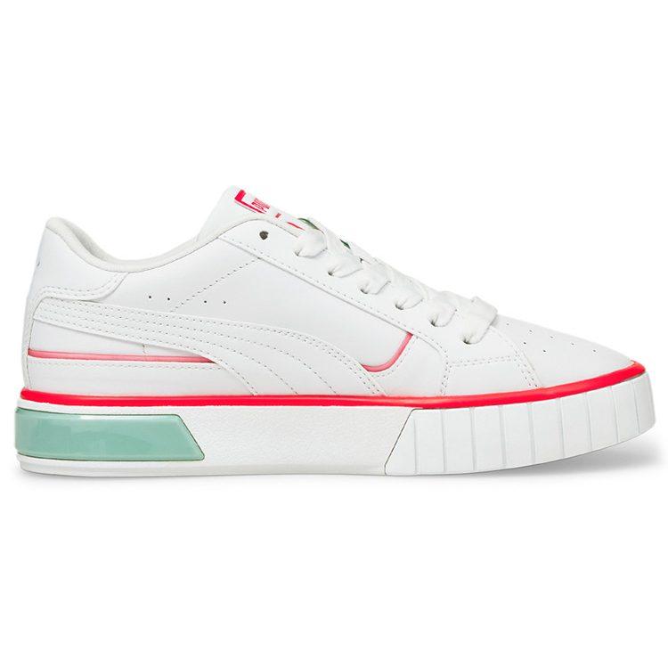 Puma Cali Star Lights Platform Shoes White/Green/Orange Women's 381609-01