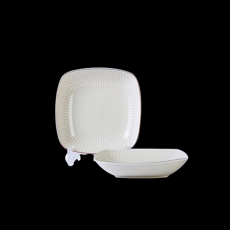 Haoya Jingdezhen Keramik 8-Zoll Quadratische Speiseteller, Nordischer Stil (2er Set)