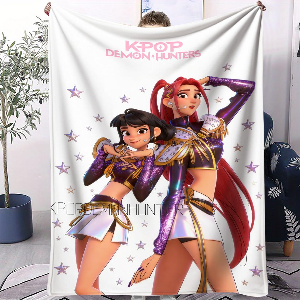 KPop Printed Blanket Girls Boys Plush Throw Blanket Sofa Blankets Warm Birthday Gifts For Girls Huntrix Blankets