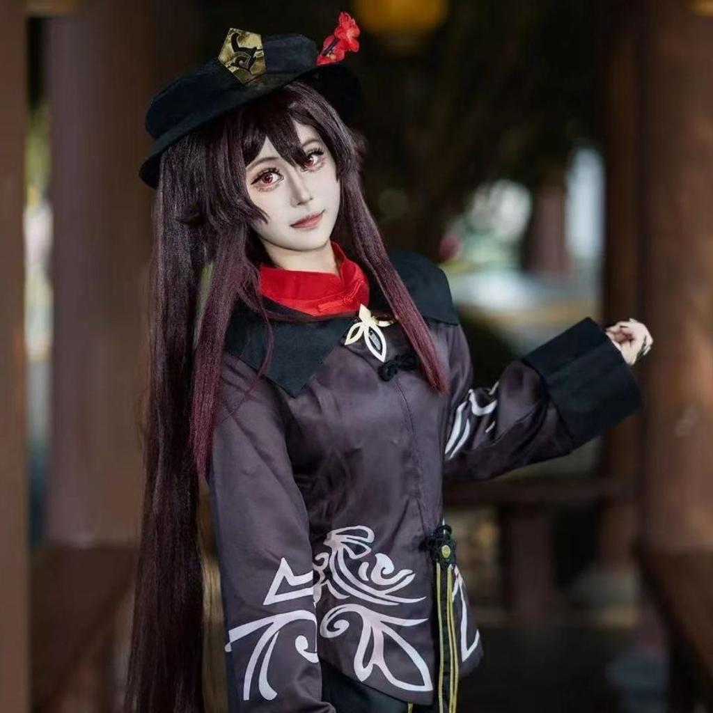 Impact Hutao Cosplay Costume Shoes Uniform Wig Chinese Style Halloween Costumes for Women Game Hu Tao