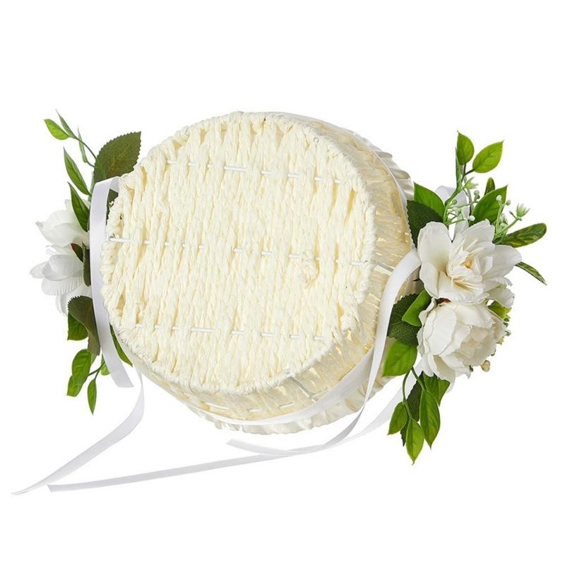 Rattan-Blumenkörbe Kleine Halbmond-Rattan-Körbe Mit Griff Und Plastik-Einsatz Für Hochzeits- Und Heimdekorationen