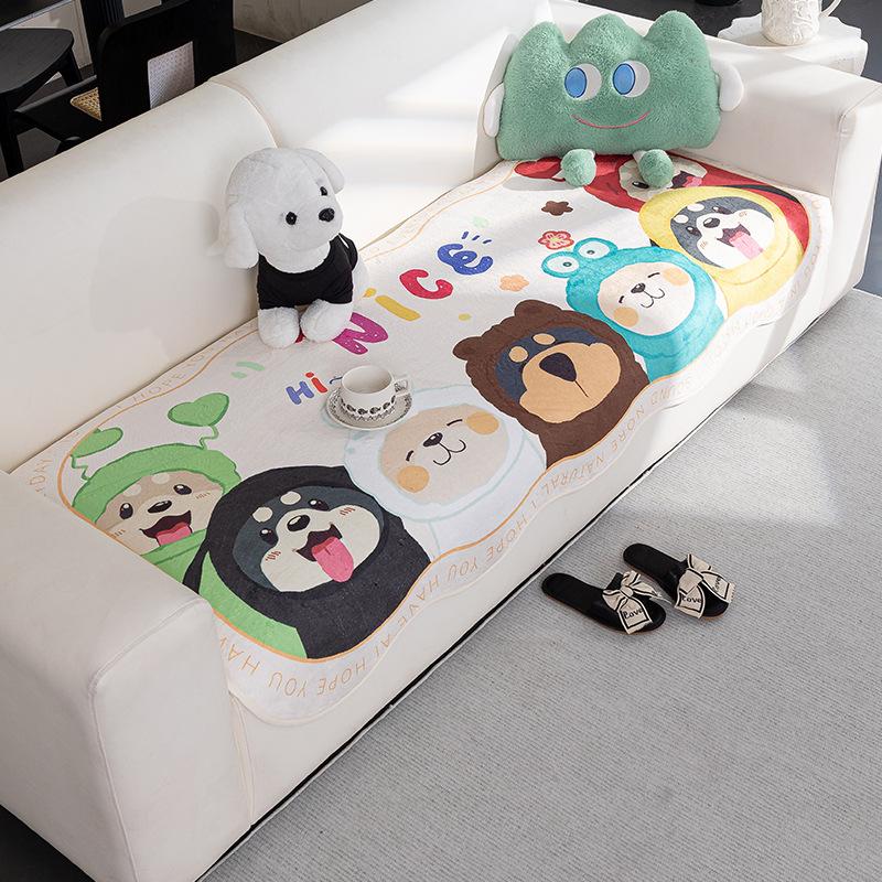 

Plush Special-Shaped Sofa Cushion Autumn And Winter New Leather Sofa Seat Cushion Fixed Non-Slip Dopamine Cartoon Sofa Cover Cloth Towel 90*90cm