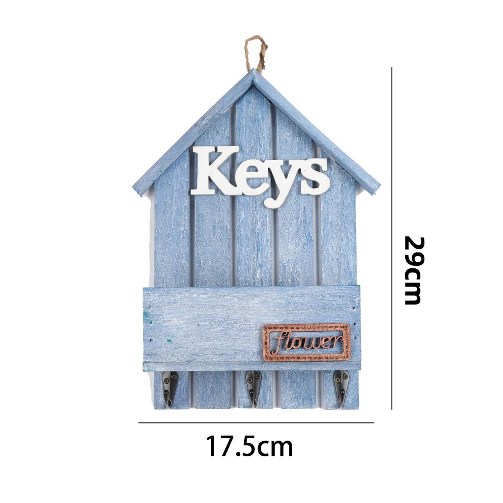 Wall Decoration, Wall Hanging, Wooden, Flowerpot, Mediterranean Style, Simulated Dried Flowers, Wooden Box Flower Vase, Entrance Key Hook