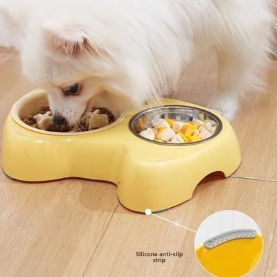 2-in-1 Pet Slow Feeder Bowl Thick Non Slip Base Anti-Choking Food Bowl Interactive Anti-Spill Cat Water Bowl Puppy Feeding