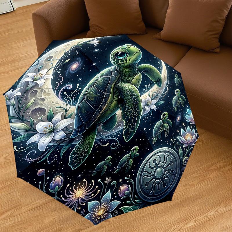1 Stück Schildkrötenblumen-Regenschirm - 8 Speichen verstärkt, Automatik-Öffnung, Leicht & Langlebig, Modeaccessoire für Draußen, J0412