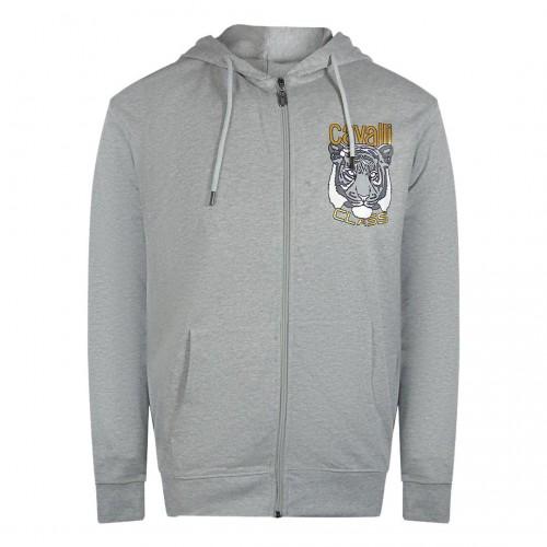 Cavalli Class Mens Bold Tiger Logo Full Zip Hoodie