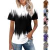 Women's Casual Floral Print V-Neck Short Sleeve Decorative Button T-Shirt Top