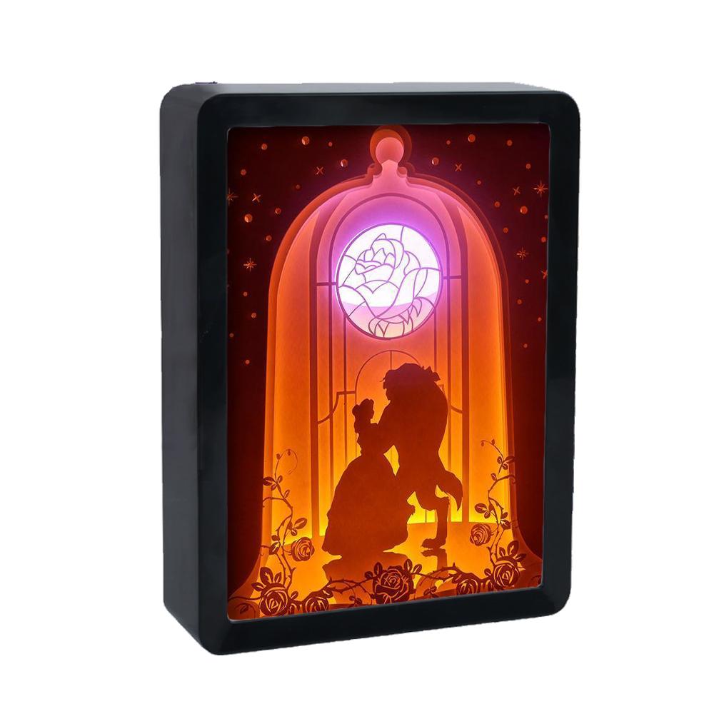 Anime Lichtbox 3D Led Nachtlicht Prinzessin DIY Papierschnitt Schattenbox Licht Bilderrahmen Atmosphäre Licht Raumdekor Kinder Geschenk