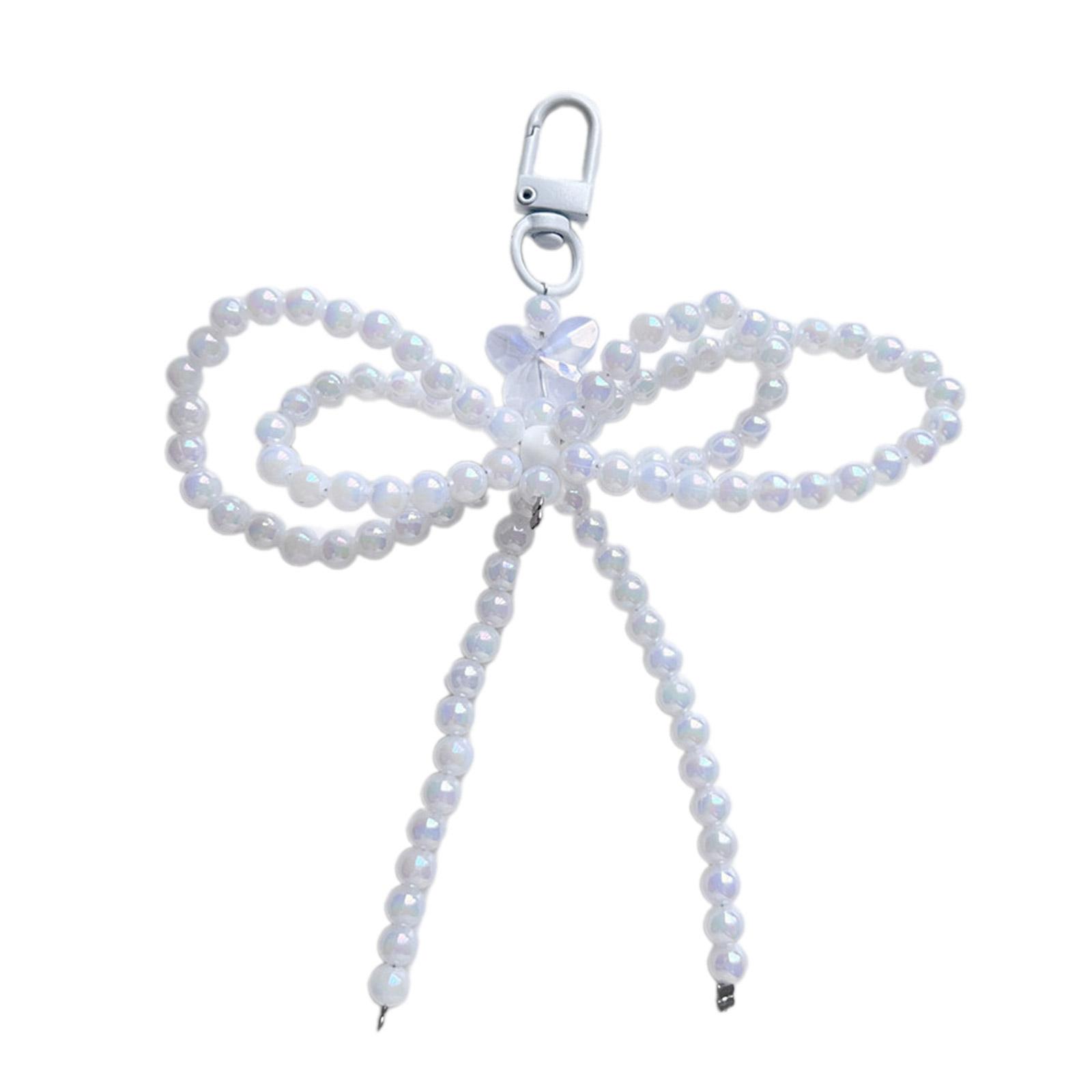 

Шикарная подвеска с бантом, сумка из бисера, очаровательная модная сумка, подвеска, элегантные брелоки из бисера, стильный брелок из бисера для сумки для ключей телефона 1 белый