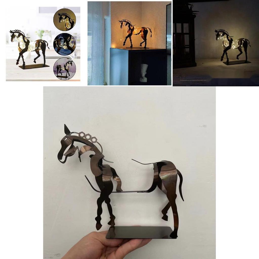 Metal Horse Sculpture With Builtin Light For Desktop Or Shelf Display