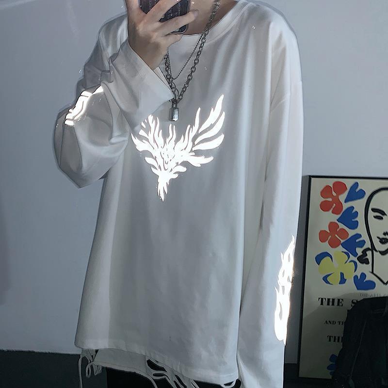 

Футболка большого размера High Street, женская уличная одежда со светоотражающими крыльями и коротким рукавом в стиле Харадзюку, летний топ, женская одежда M белый