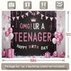OMG du bist ein 13. Geburtstag Banner für einen Teenager - Schwarz und Roségold Polyester Party Hintergrund Geburtstagsfeier Dekoration