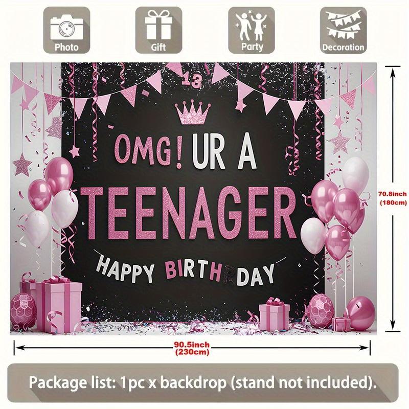 OMG du bist ein 13. Geburtstag Banner für einen Teenager - Schwarz und Roségold Polyester Party Hintergrund Geburtstagsfeier Dekoration
