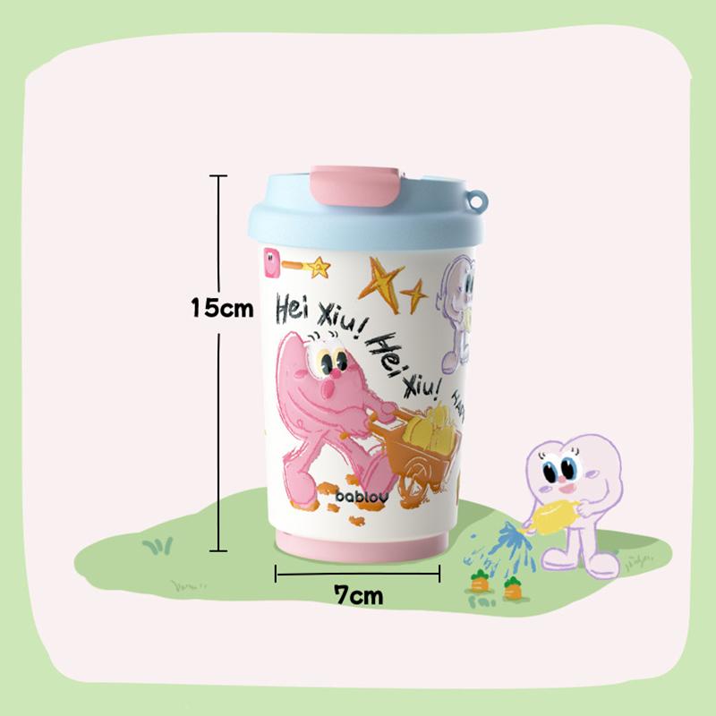 Bablov 370ml Vacuum Flasks Cute Cartoon Stainless Steel/Ceramic Coffee Cup Hot & Cold Flask Thermos Cup Outdoor Travel Mug Gifts