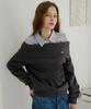 LETTER FROM MOON Bold Off-Shoulder Sweatshirt (Charcoal)
