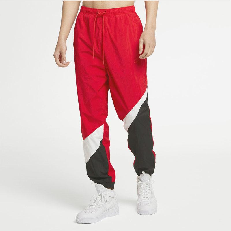 Nike Retro Logo Weave Design Long Loose Knit Sweatpants Men Bottoms Red AR9895-657