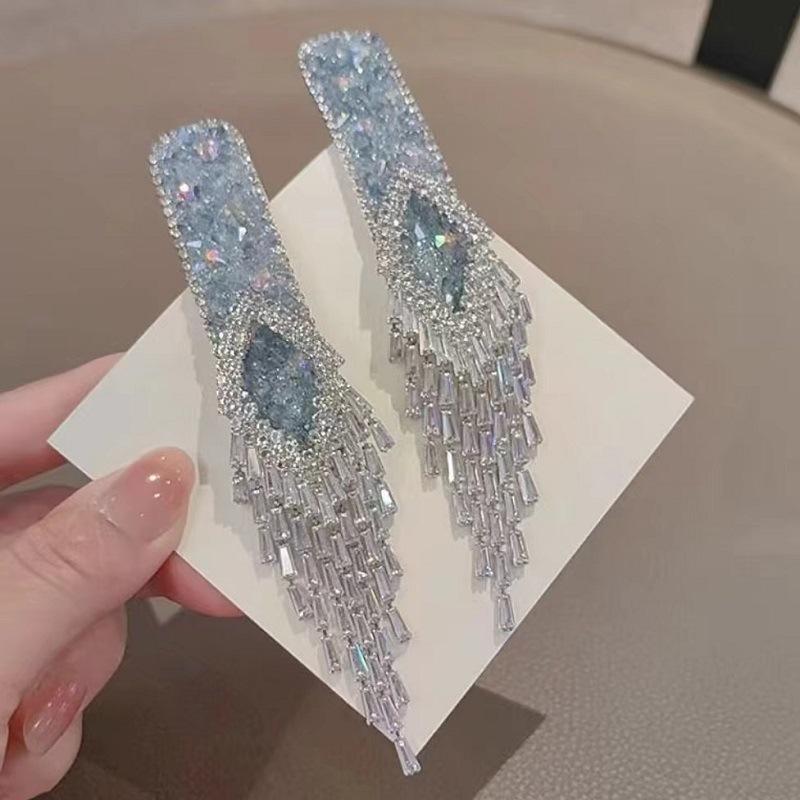 Galaxy Rhinestone BB Hair Clips for Women–Adjustable Side Bangs Grip with Crystal Tassel, Non-Slip Hairpin for Flyaways,Trendy Korean Hair Accessories