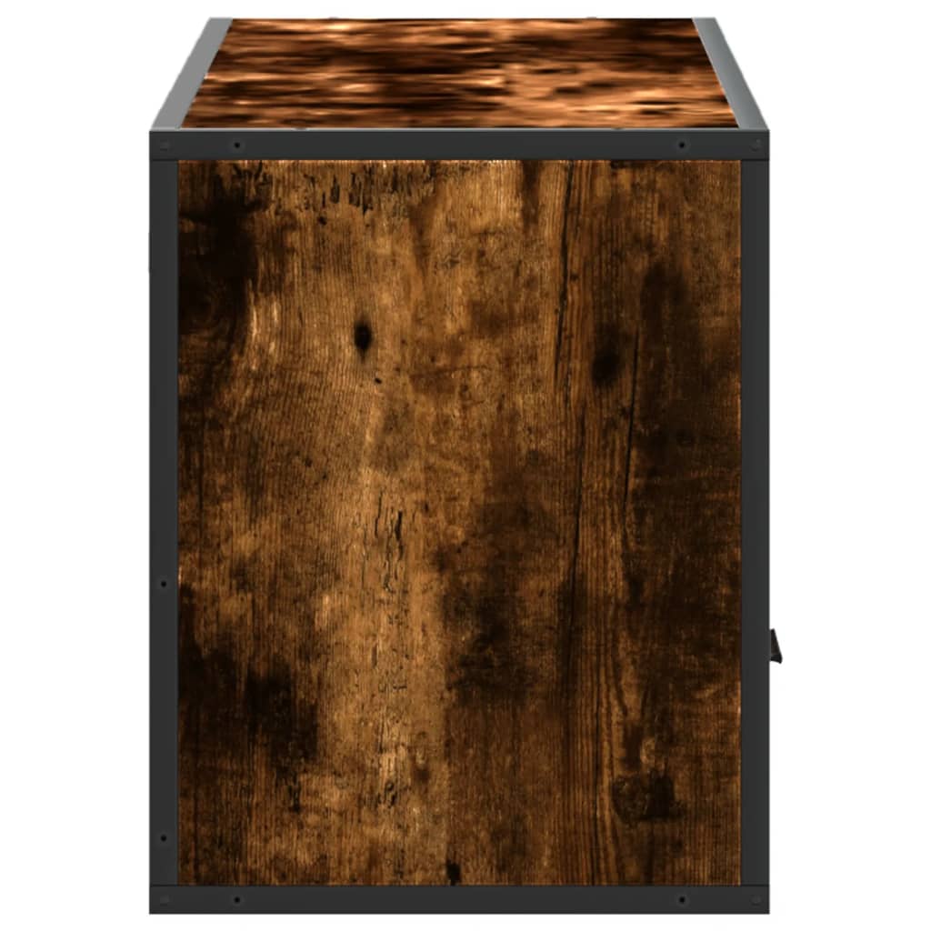 TV Stand Smoked Oak Finish 100 x 31 x 39.5 cm Engineered Wood and Metal