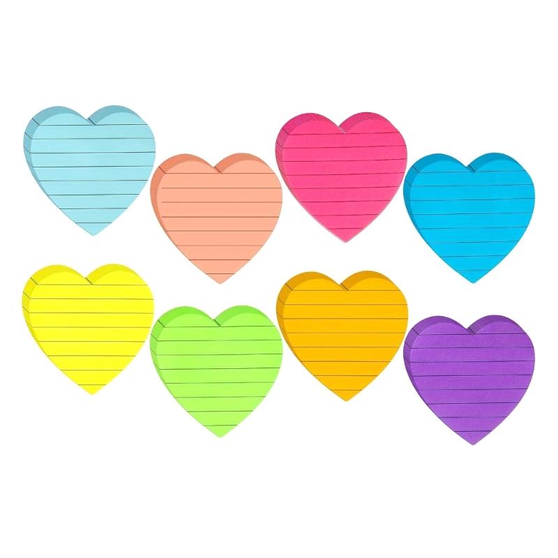 

8 Pcs Heart Shape Stickies Note Note Pad Colorful Writing Pad Paper Pad Lined Stickies Note Memo Pad School Supplies 1