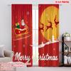 2pcs,2D Plane Printing Popular Curtains Vibrant Santa Claus with Deer Versatile Fabric (without Rod) Decorations Outdoor Ldeal