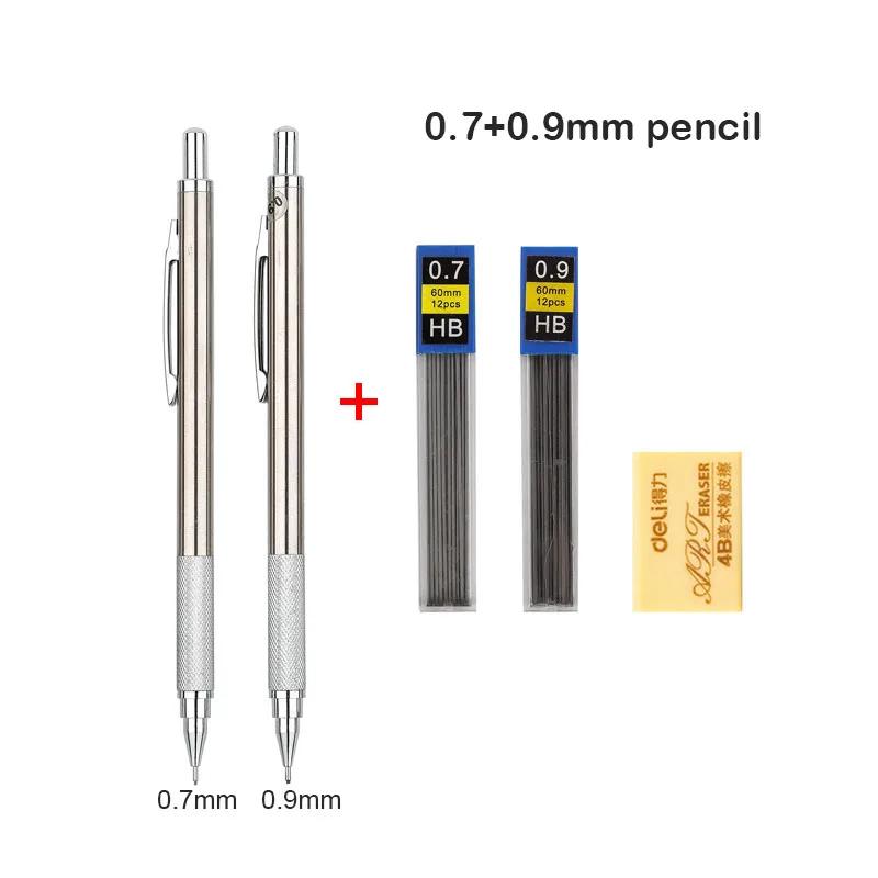 Xiaomi Full Metal Mechanical Pencil Set 0.5 0.7 0.9 1.3 2.0mm Press Propelling Pencils with HB Lead Refills for Drawing Stationery