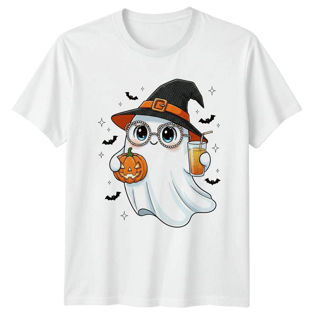 Kawaii Cute Ghost Wearing Witch Unisexs TShirt Spooky Season Gift For Her S