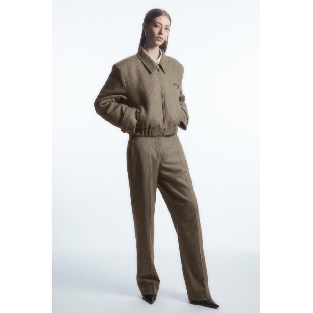 

COS Прямые японские шерстяные брюки с узором «елочка»