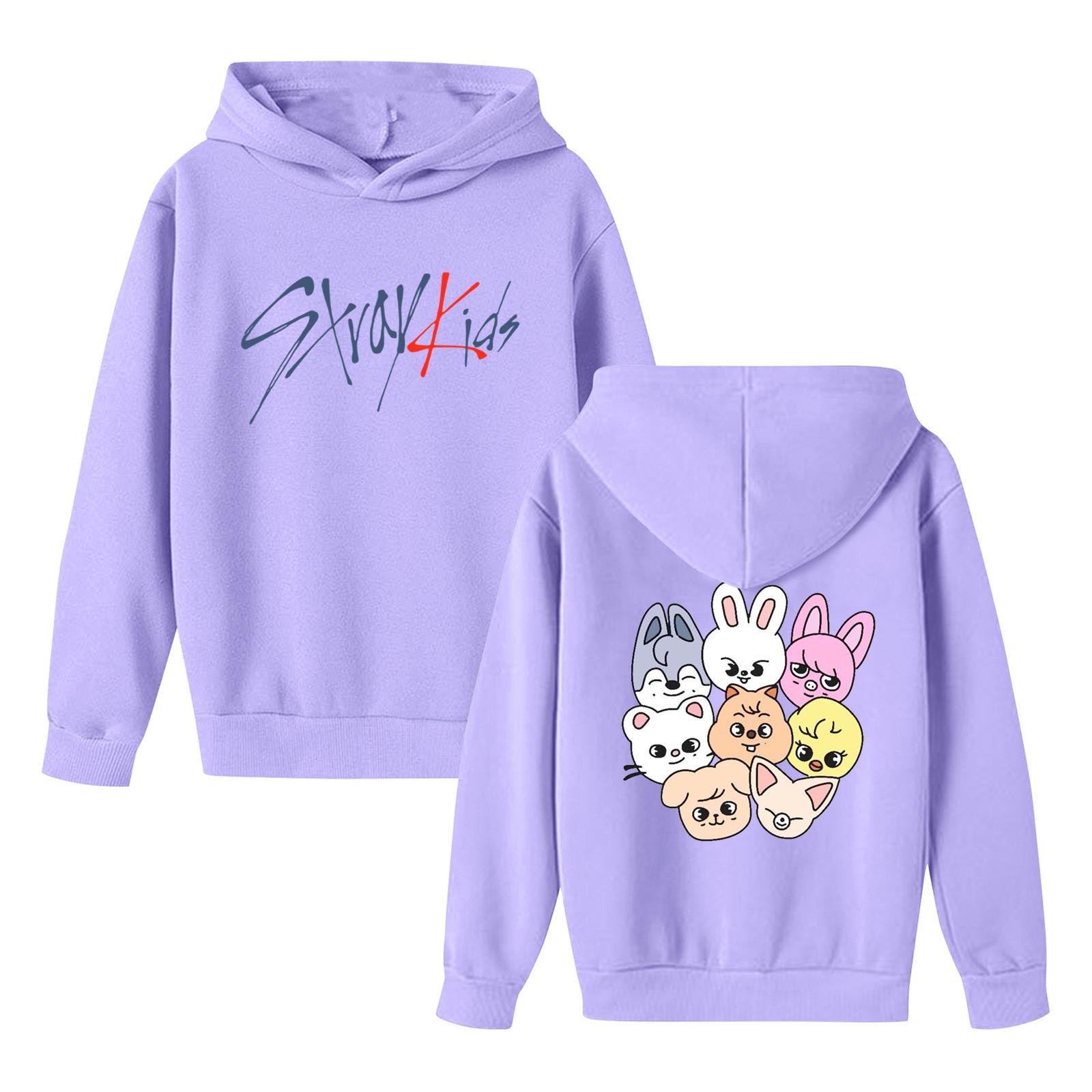 

Дитячий пуловер вільного крою з довгим рукавом, з капюшоном на шнурку та принтом літер 160 фіолетовий