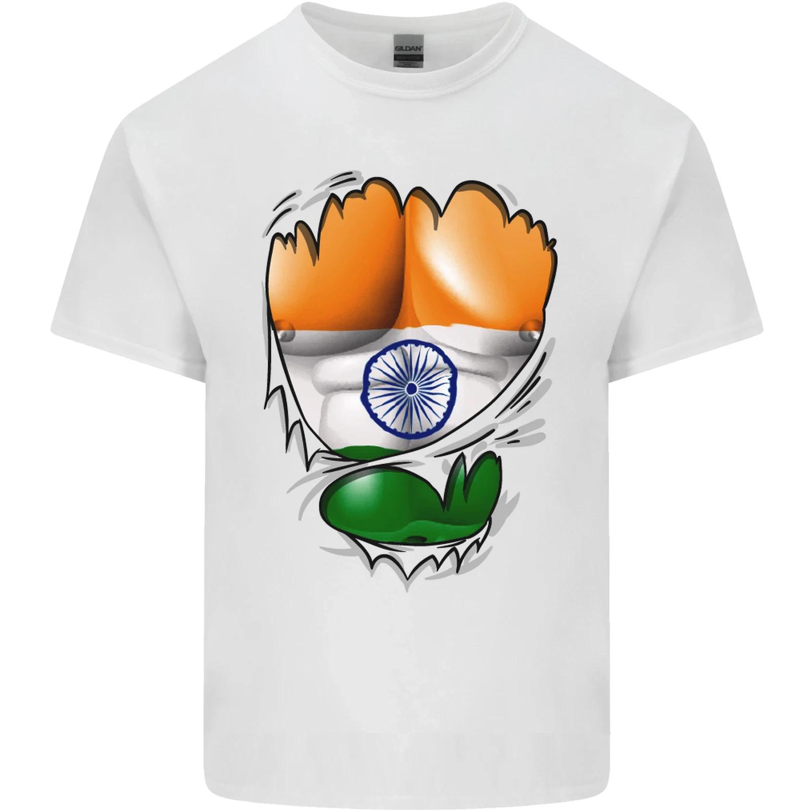 Gym The Indian Flag Ripped Muscles India Kids T-Shirt Childrens 2XL