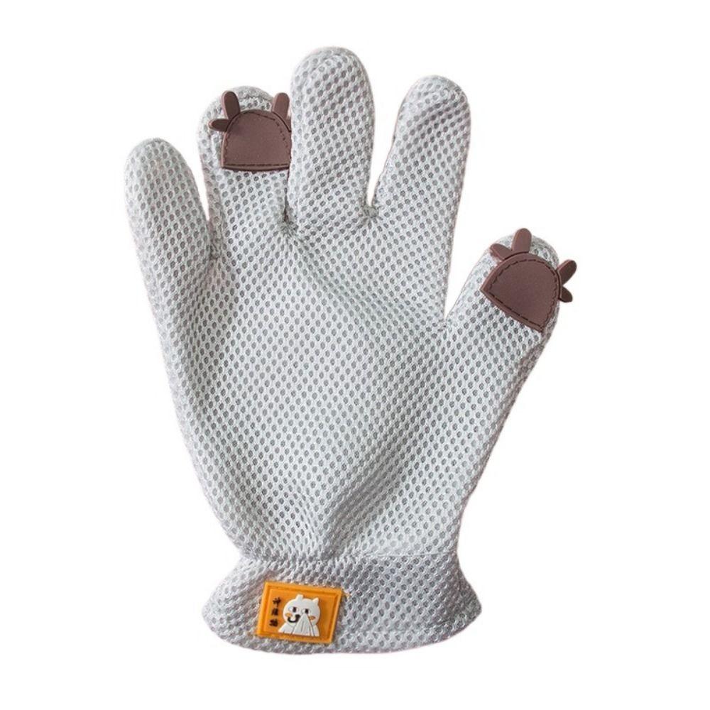 

Cartoon Pet Hair Removal Brush Mesh Fabric Dog Bathing Massage Comb for Puppy Kitten Gray-Left