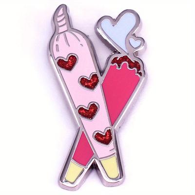 Flash Heart Badge Brooch Smoke Enamel Supporting Fan Pin