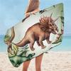 Cartoon Dinosaur Beach Towel for Bathroom Jurassic Print Travel for Kids Boys Microfiber Quick Dry Blanket Camp Swim Women Men