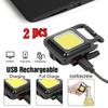 2PCS/Set COB Small Flashlights Bright Rechargeable Keychain Mini Flashlight