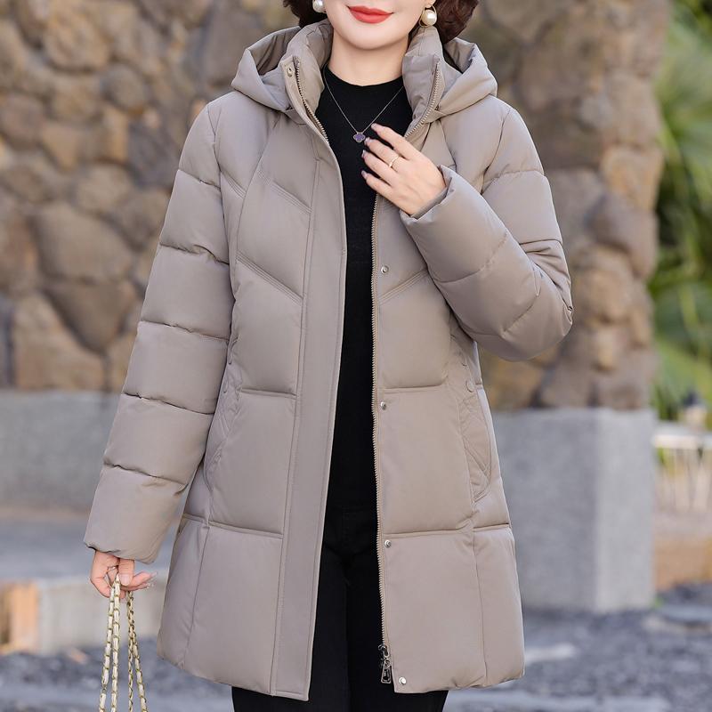 Plus Size 2XL-6XL Middle Age Women's Winter Jackets Hooded Elegant Loose Thick Warm Long Parkas Female Coats