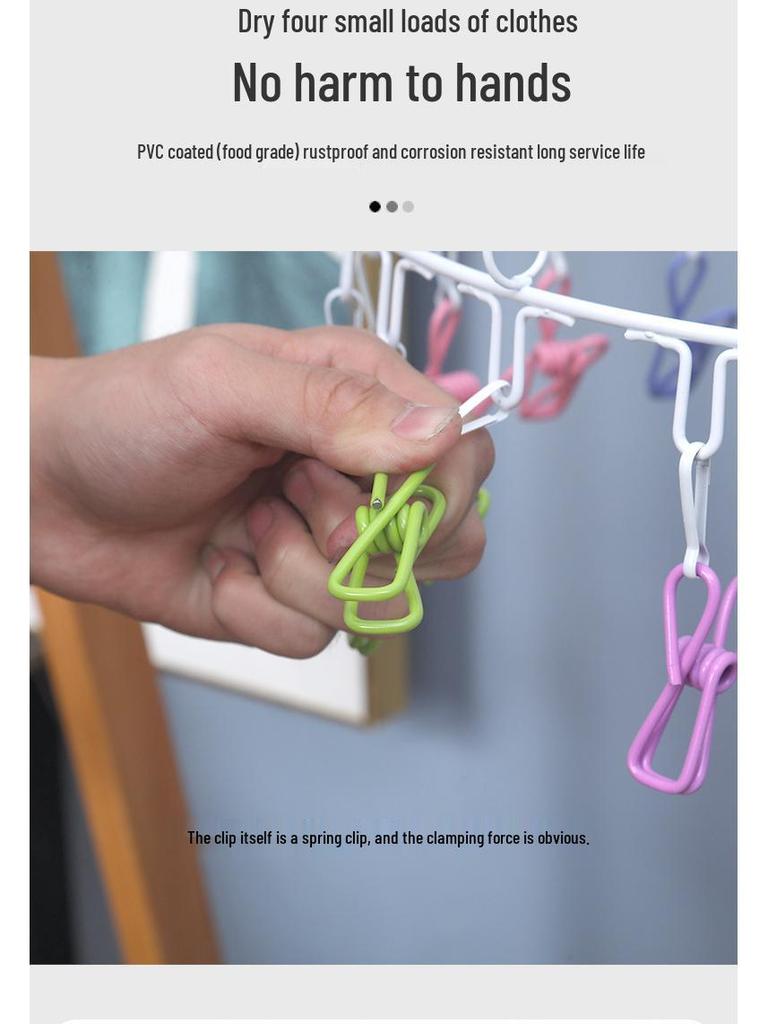 Colorful Rainbow Clothes Drying Rack with Multi-Clips - Windproof, Round, Ideal for Dorms, Balconies, Socks, and Children's Clothing