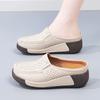 Ladies Platform Loafers Casual Elegant Leather Sandals Clog Slippers Backless Mules Women Thick Sole Height Increase Shake Shoe