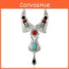 Pendant Turquoise Vintage Necklace With Alloy Chain And Multilayer Design