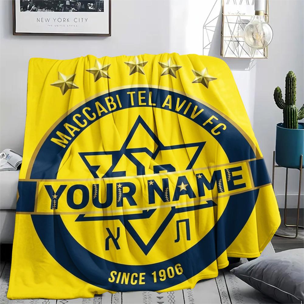 1 Stück Maccabi Fanartikel Benutzerdefinierter Name Gemustert Flanelldecke Geeignet Für Alle Jahreszeiten Für Heimdekoration Wärme Und Komfort Geschenke Feiertagsgeschenk