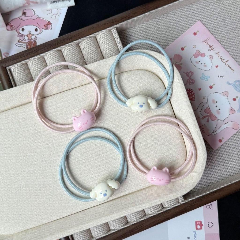 Adorable Cat & Dog Cartoon Hair Ties for Girls - Sweet Best Friend Double Strand Hair Accessories