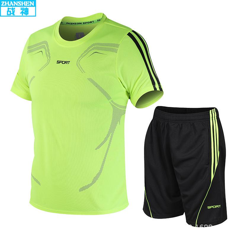 Conjunto Esportivo Masculino de Verão para Basquete Conjunto de Duas Peças Roupas Respiráveis de Secagem Rápida Camiseta de Corrida com Manga Curta e Shorts de Fitness