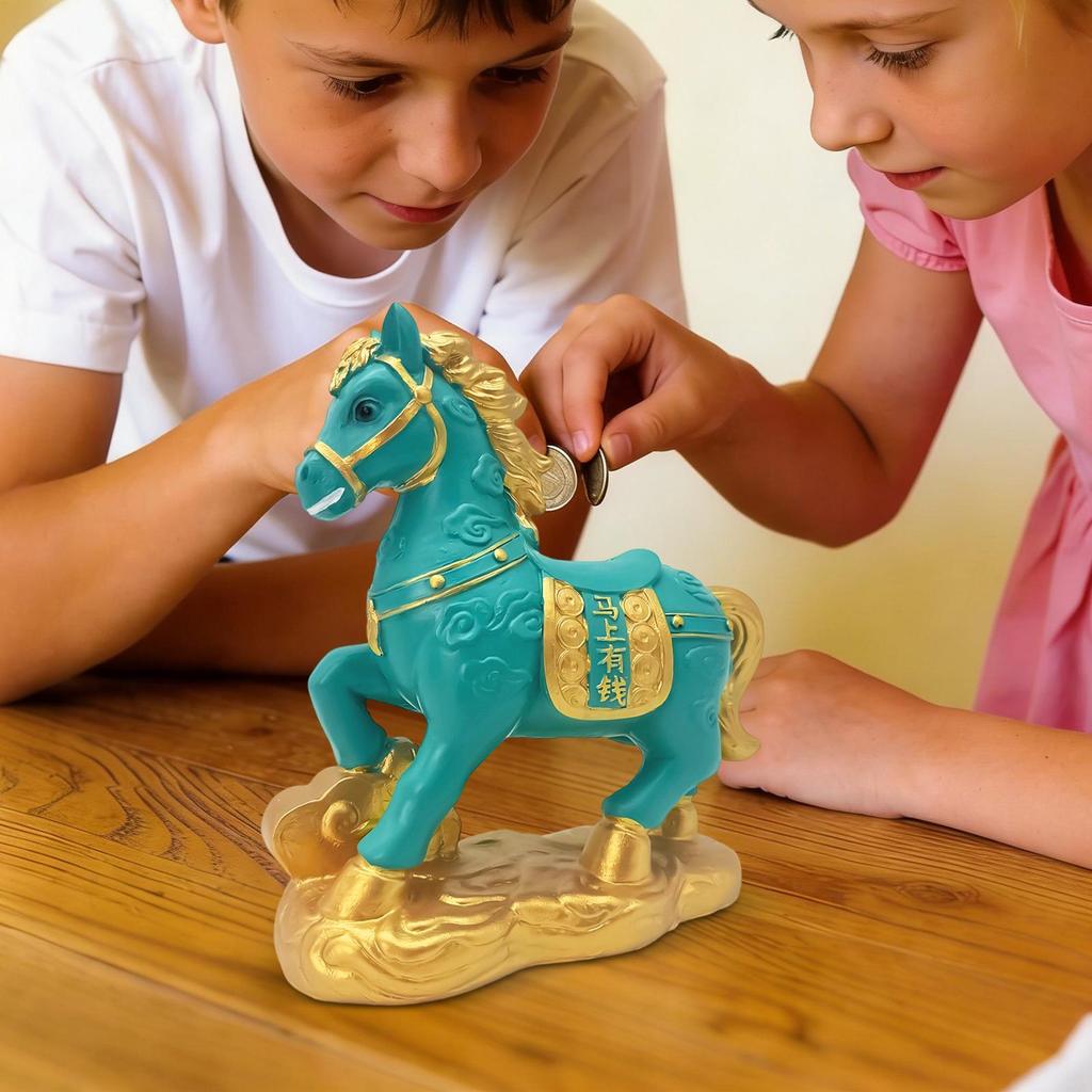 Kids Money Bank Horse Resin Cute Collectible Figurines Saving Money Box Chinese Decor For Home Office Apartment Dorm Holiday