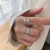 Korean Style Zirconia Letter Ring: Women's Retro Fashion Bear Adjustable Index Finger Ring