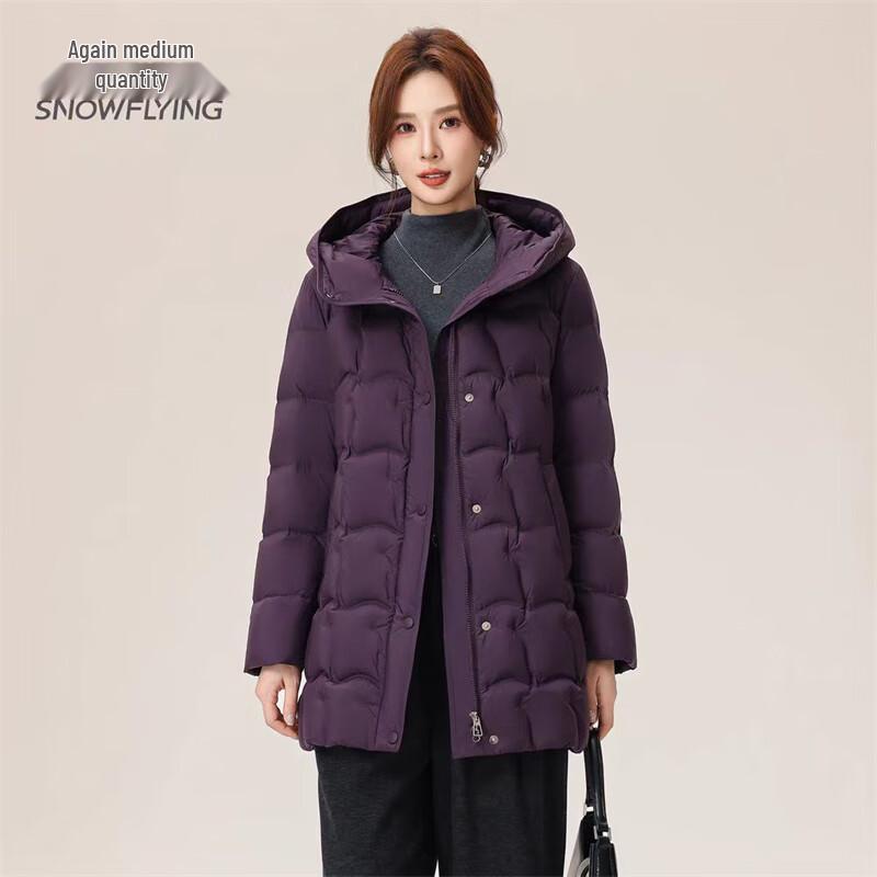 

SNOWFLYING Women s Hooded Mid-length Winter Down Jacket L