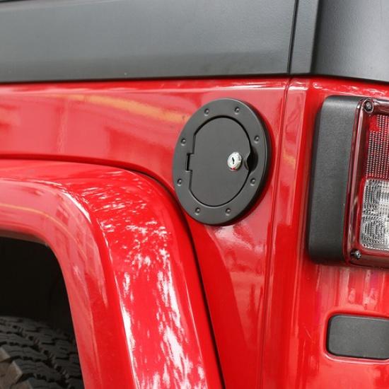 Aluminum Fuel Filler Door Gas Cap Tank Lid With Key For Jeep Wrangler JK 07-17