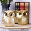 Dots Owl Statue Decorative Figurine Ornament for Home Office Resins Crafts Animal Sculpture for Book Shelf and TV Stand