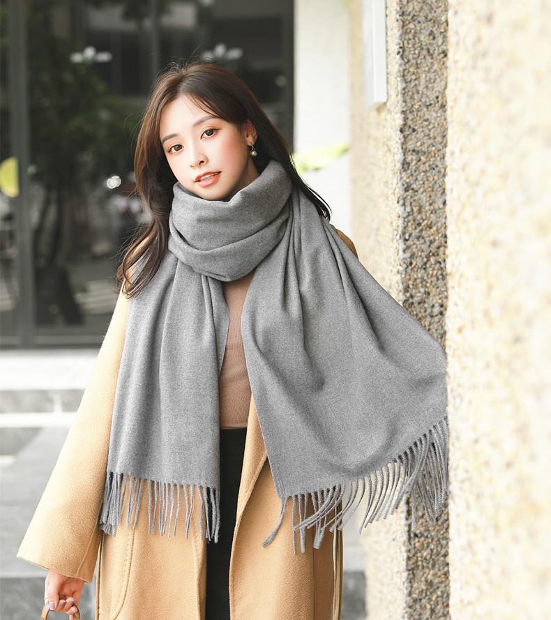 White Cashmere Scarf: Thickened, Solid Color, Versatile for Women & Men, Perfect for Autumn & Winter
