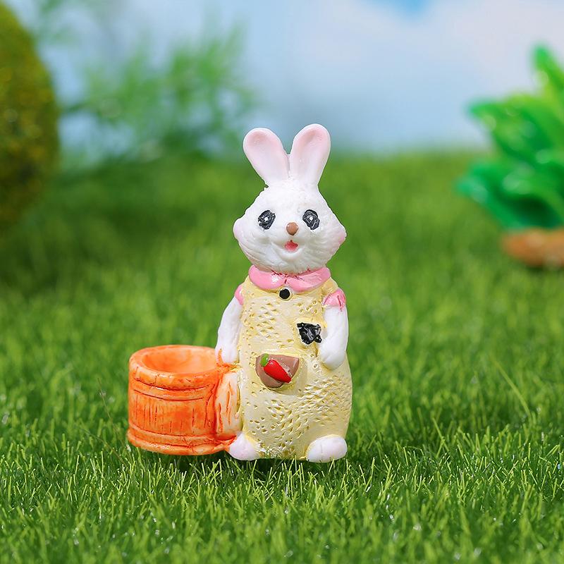 Мультяшная цветочная корзина кролик микроландшафтные фигурки настольные украшения — фото 11
