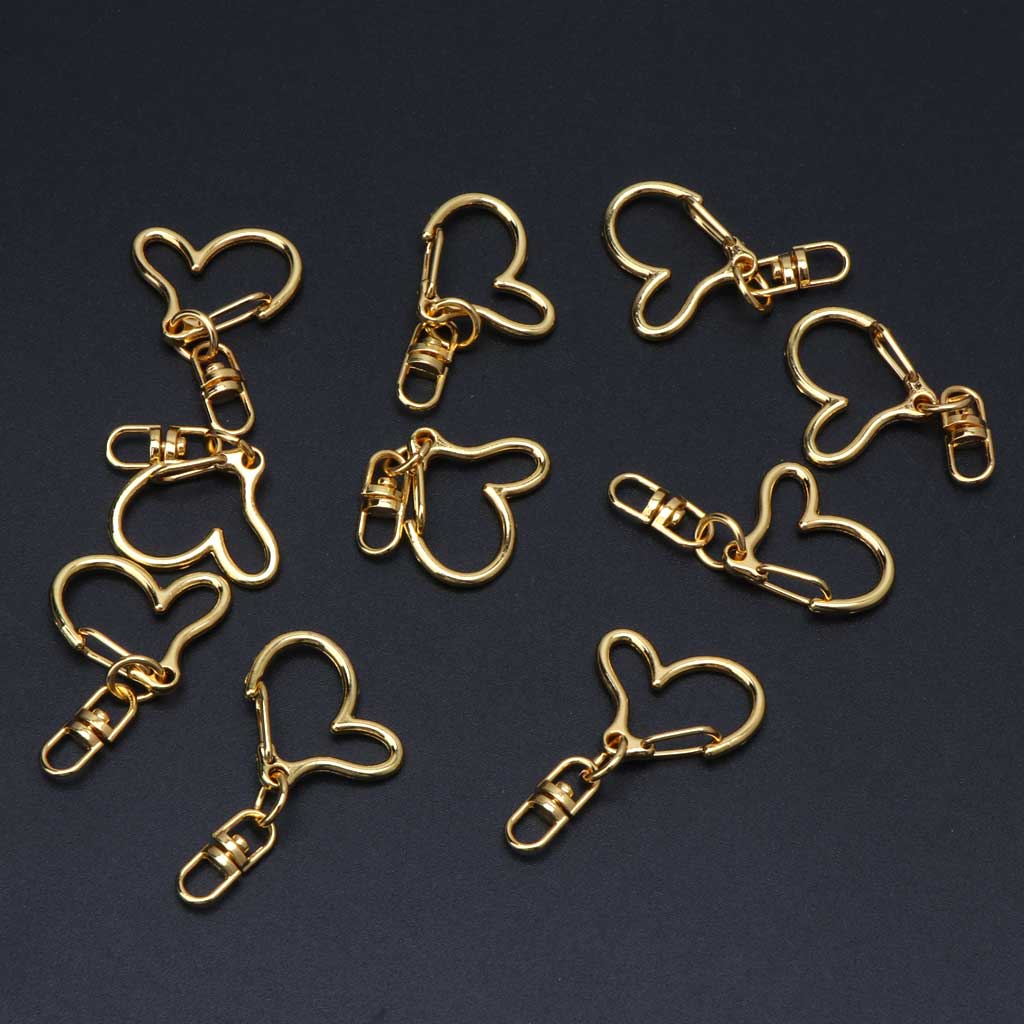 10 Pcs Swivel Clasps Metal Heart Keychain Lobster Clasp Snap Hook for DIY Making