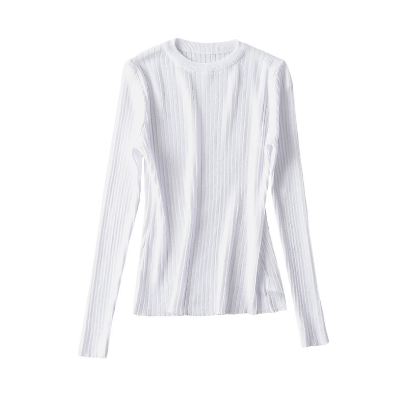 Fashion Wind New Spring New Fashion Women's Clothing Long Sleeves Slim Fit Pullover Regular Knitting Rib Upper Garment 2 Color