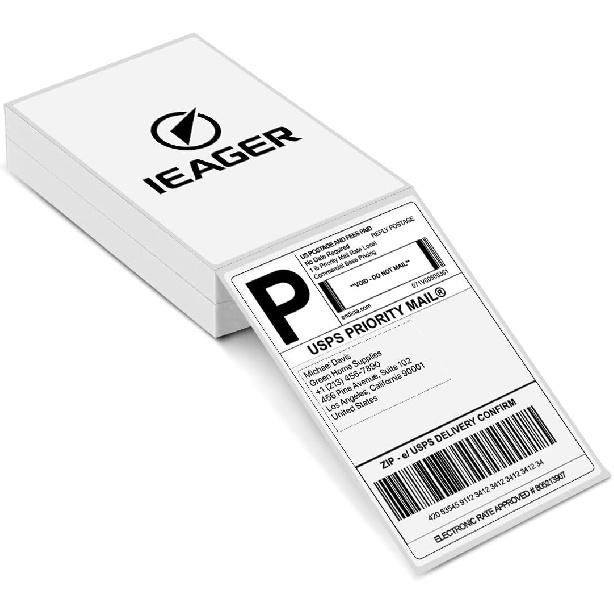 iEager 4x6 Inch Thermal Labels, White Shipping Label Stickers, Commercial+ Grade Thermal Printer Sticker, 180 Labels/Pack